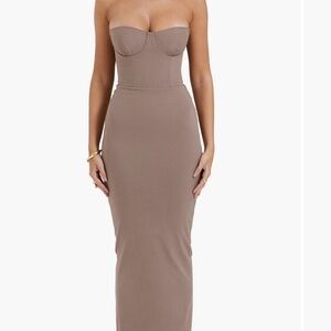 House of CB Strapless Dress - Taupe Brown